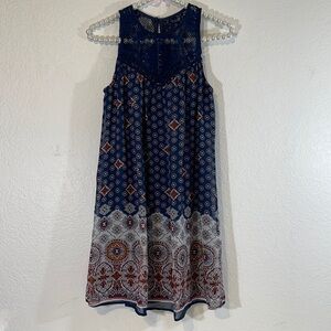 Bailey Blue Keyhole Back Graphic Print Tunic Dress